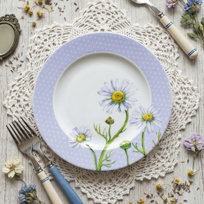 Тарелка плоская 24 см ф. Идиллия рис. Ситец. Ромашка