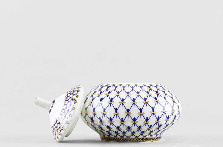 Сахарница ф. Купольная рис. Кобальтовая сетка в Москве