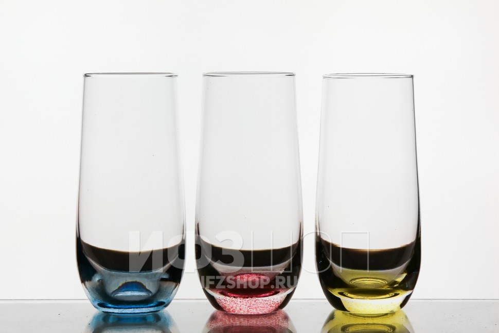 Набор из 6 стаканов 380 мл ф. 8560 серия 100/2 (Цветное дно)