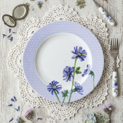 Тарелка плоская 24 см ф. Идиллия рис. Ситец. Цикорий