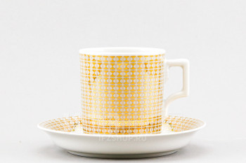 Чашка с блюдцем чайная ф. Гербовая рис. Зазеркалье. Полосы (золото)