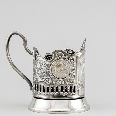 Подстаканник никелированный с чернью, Лучший Учитель