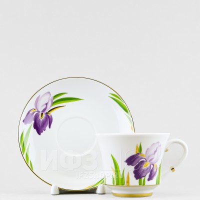 Чашка с блюдцем чайная ф. Банкетная рис. Ирисы