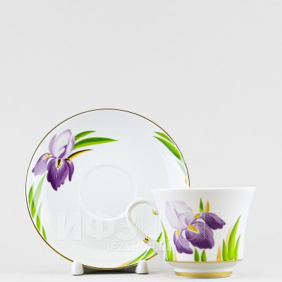 Чашка с блюдцем чайная ф. Банкетная рис. Ирисы
