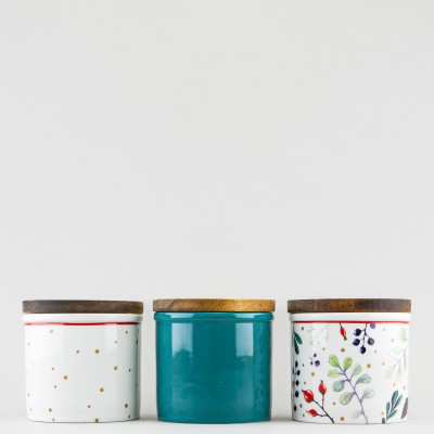 Набор банок малых 250 мл ф. Стандартная рис. Календа Зеленая, 3 предмета