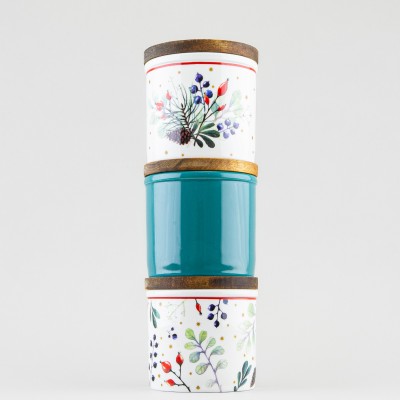 Набор банок малых 250 мл ф. Стандартная рис. Календа Зеленая, 3 предмета