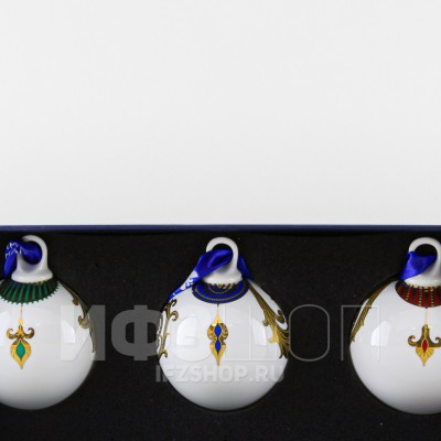 Набор елочных шаров рис. Рождественские узоры, 3 предмета