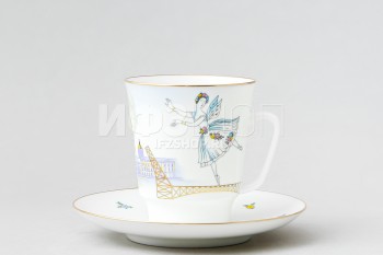 Чашка с блюдцем кофейная ф. Майская рис. Белые ночи в Петербурге в подарочной упаковке (Цветы)