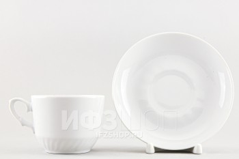 Чашка с блюдцем чайная ф. Кирмаш рис. Белый