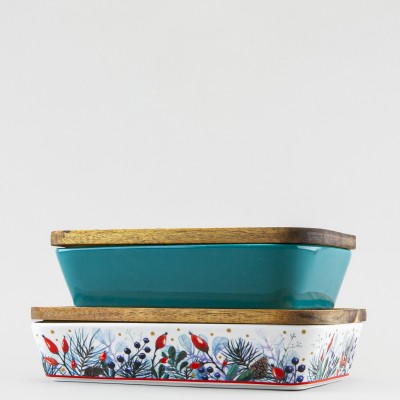 Набор прямоугольных форм для запекания рис. Календа Зеленая, 2 предмета