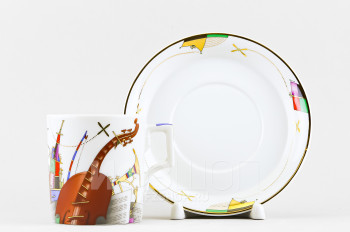 Чашка с блюдцем чайная ф. Гербовая рис. Музыкальные инструменты