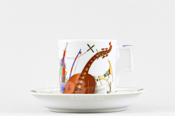 Чашка с блюдцем чайная ф. Гербовая рис. Музыкальные инструменты