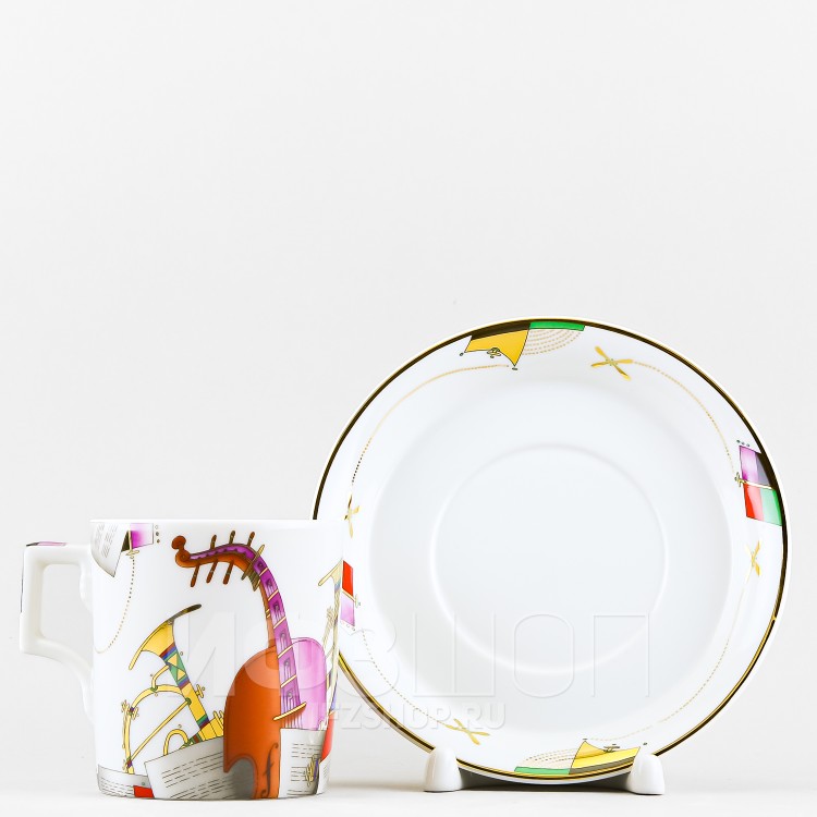 Чашка с блюдцем чайная ф. Гербовая рис. Музыкальные инструменты 