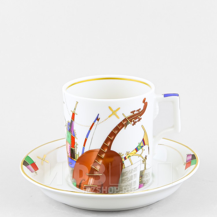 Чашка с блюдцем чайная ф. Гербовая рис. Музыкальные инструменты 