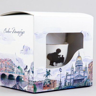 Чашка с блюдцем кофейная ф. Ландыш рис. Силуэты. Чаепитие в подарочной упаковке (Петербург)