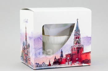 Чашка с блюдцем чайная ф. Волна рис. Золотой кантик в подарочной упаковке (Москва)