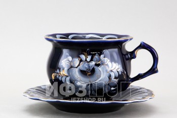 Чашка с блюдцем чайная ф. Императорская рис. Кобальтовое крытье с золотом