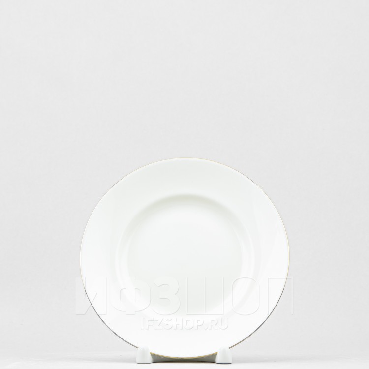 Тарелка плоская 15.5 см ф. Гладкая рис. Золотой кант в Москве