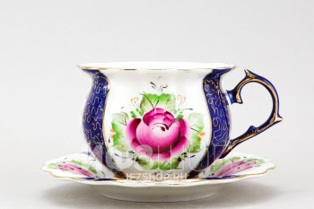 Чашка с блюдцем чайная ф. Императорская рис. Высокохудожественная роспись