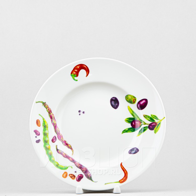 Тарелка плоская 20 см ф. Гладкая рис. Мамина дача (микс) в Москве