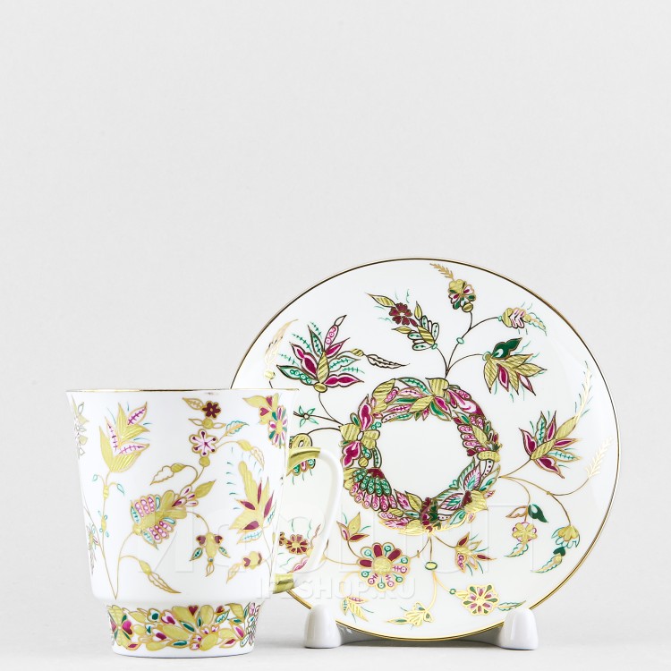 Чашка с блюдцем кофейная ф. Майская рис. Золотые веточки в Москве