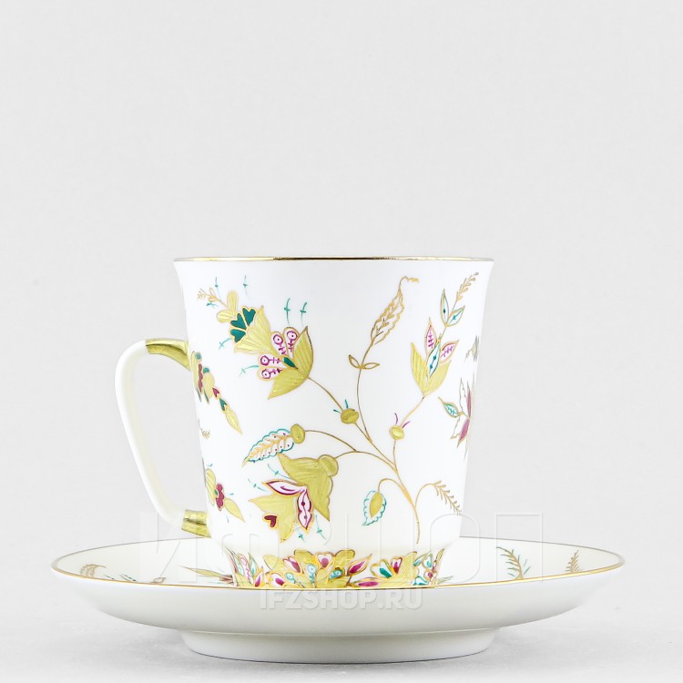 Чашка с блюдцем кофейная ф. Майская рис. Золотые веточки в Москве