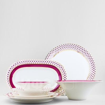 Сервиз столовый ф. Юлиана рис. Сетка-Блюз, 24 предмета