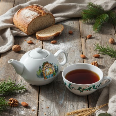 Набор для чая рис. Первый снег, 2 предмета