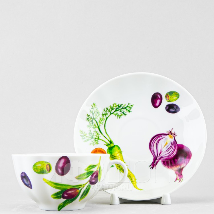 Чашка с блюдцем чайная ф. Тюльпан рис. Мамина дача (микс) в Москве