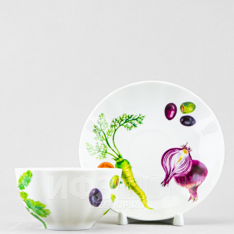 Чашка с блюдцем чайная ф. Тюльпан рис. Мамина дача (микс) в Москве