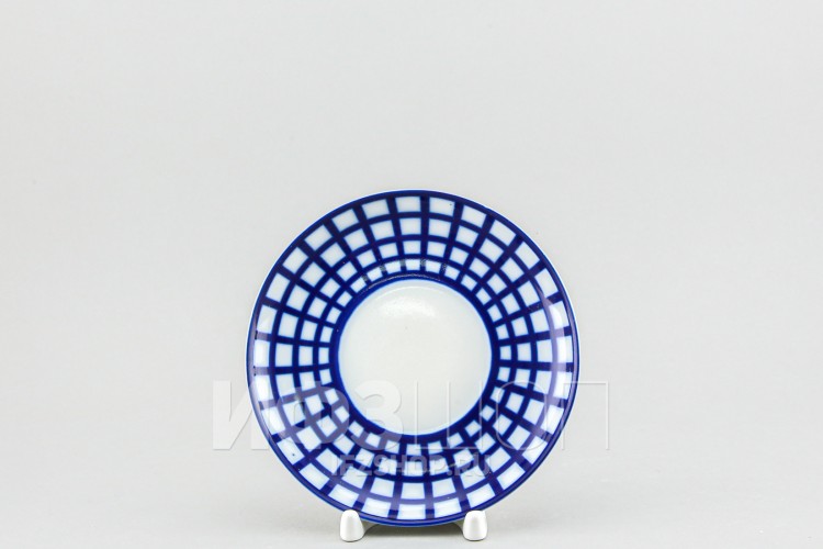 Блюдце для бокала ф. Ленинградский рис. Кобальтовая клетка (без золота) 