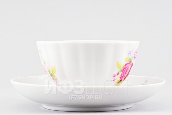 Чашка с блюдцем чайная ф. Белый лебедь рис. Букет наслаждения