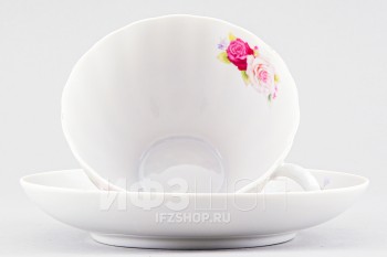 Чашка с блюдцем чайная ф. Белый лебедь рис. Букет наслаждения