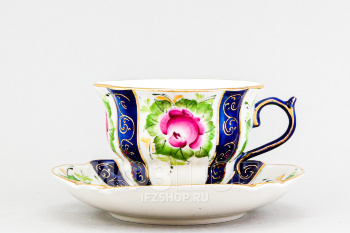 Чашка с блюдцем чайная ф. Орхидея рис. Художественная роспись