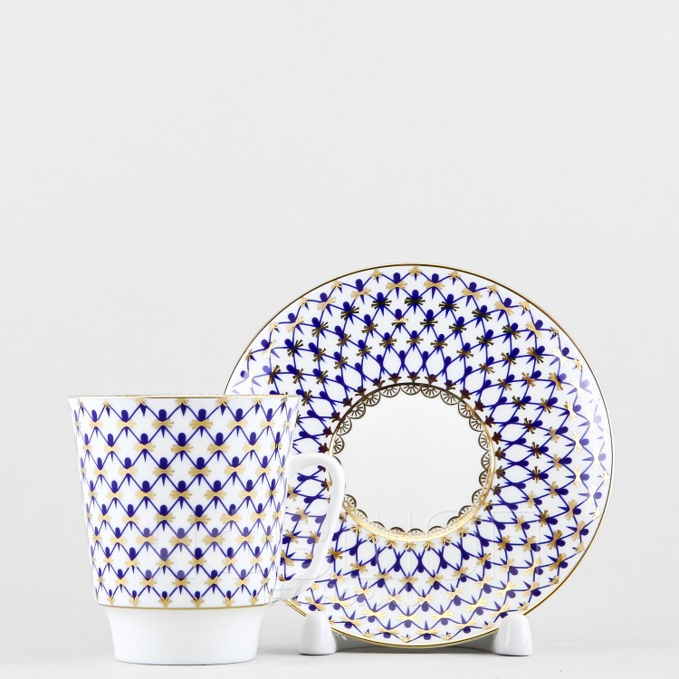 Чашка с блюдцем кофейная ф. Майская рис. Кобальтовая сетка в Москве