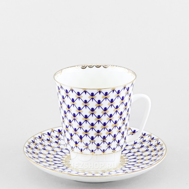 Чашка с блюдцем кофейная ф. Майская рис. Кобальтовая сетка в Москве