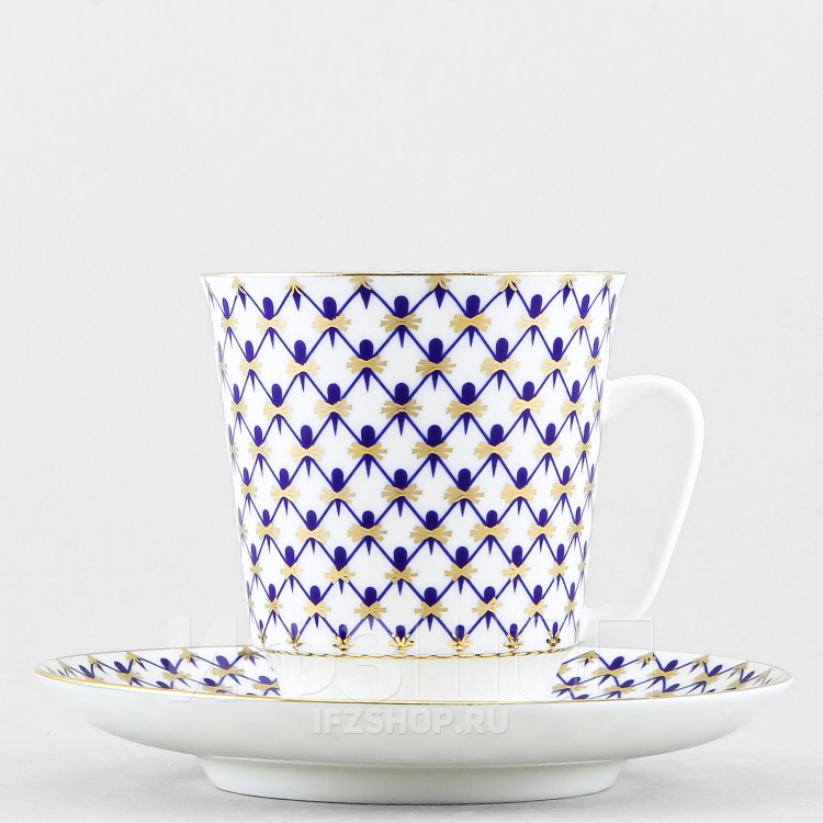 Чашка с блюдцем кофейная ф. Майская рис. Кобальтовая сетка в Москве