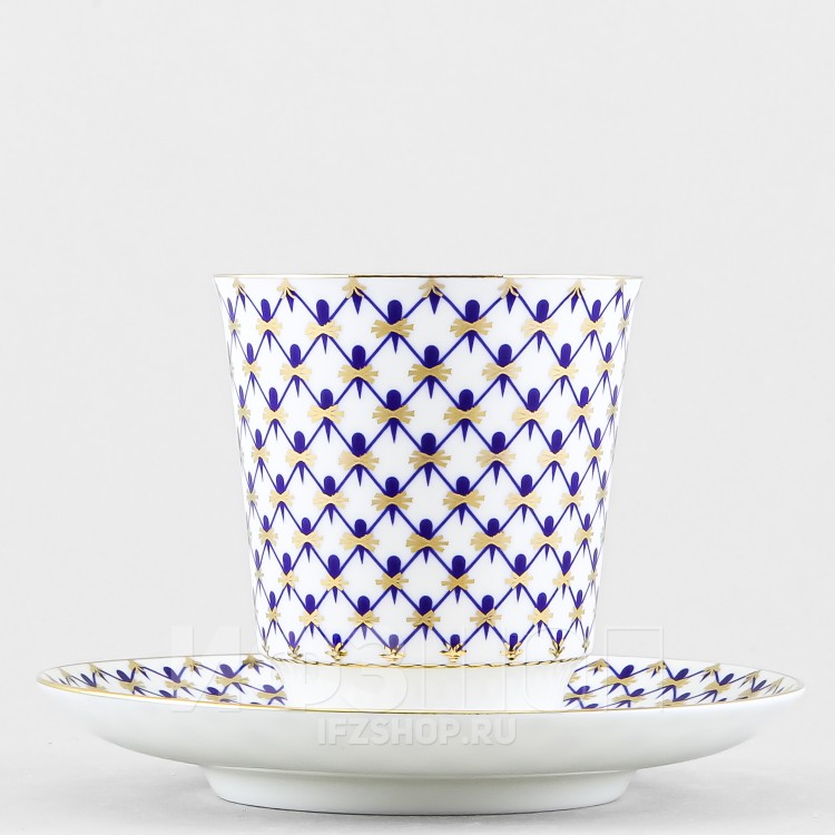 Чашка с блюдцем кофейная ф. Майская рис. Кобальтовая сетка в Москве