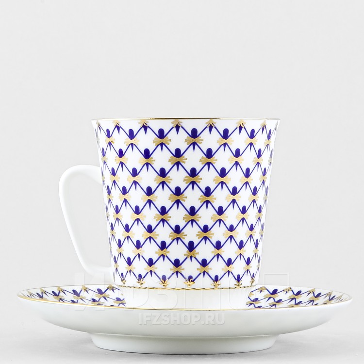 Чашка с блюдцем кофейная ф. Майская рис. Кобальтовая сетка в Москве