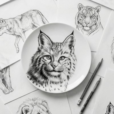 Тарелка плоская 20 см ф. Универсал рис. Рысь