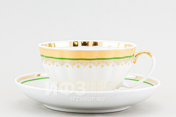 Чашка с блюдцем чайная ф. Белый лебедь рис. Ожерелье