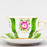 Чашка с блюдцем чайная ф. Орхидея рис. Художественная роспись (зеленый)