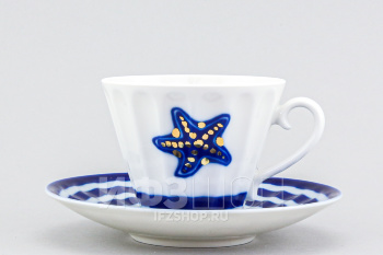 Чашка с блюдцем чайная ф. Лучистая рис. Морские звезды. Звезда