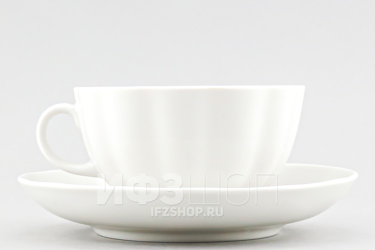Чашка с блюдцем чайная ф. Тюльпан рис. Букет (без золота) 