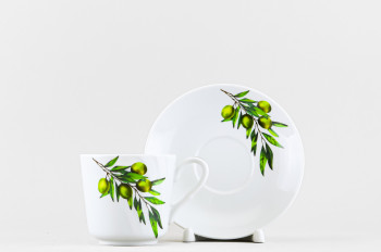 Чашка с блюдцем чайная ф. Голубка рис. Ветка оливы