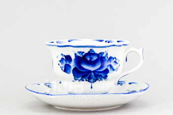 Чашка с блюдцем чайная ф. Орхидея рис. Гжель