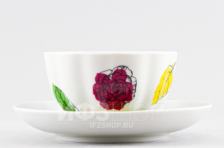 Чашка с блюдцем чайная ф. Тюльпан рис. Галерея роз 