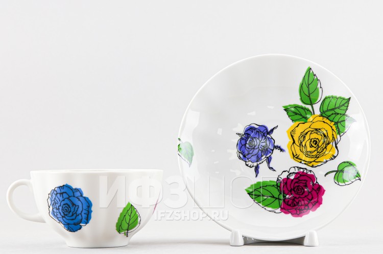 Чашка с блюдцем чайная ф. Тюльпан рис. Галерея роз 