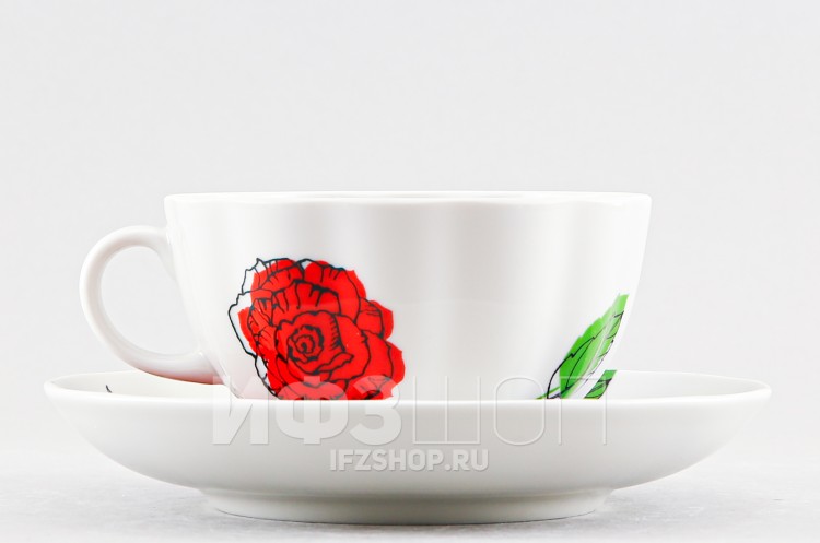 Чашка с блюдцем чайная ф. Тюльпан рис. Галерея роз 