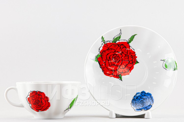 Чашка с блюдцем чайная ф. Тюльпан рис. Галерея роз 